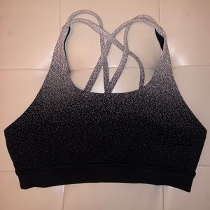 lululemon black & white ombre energy bra